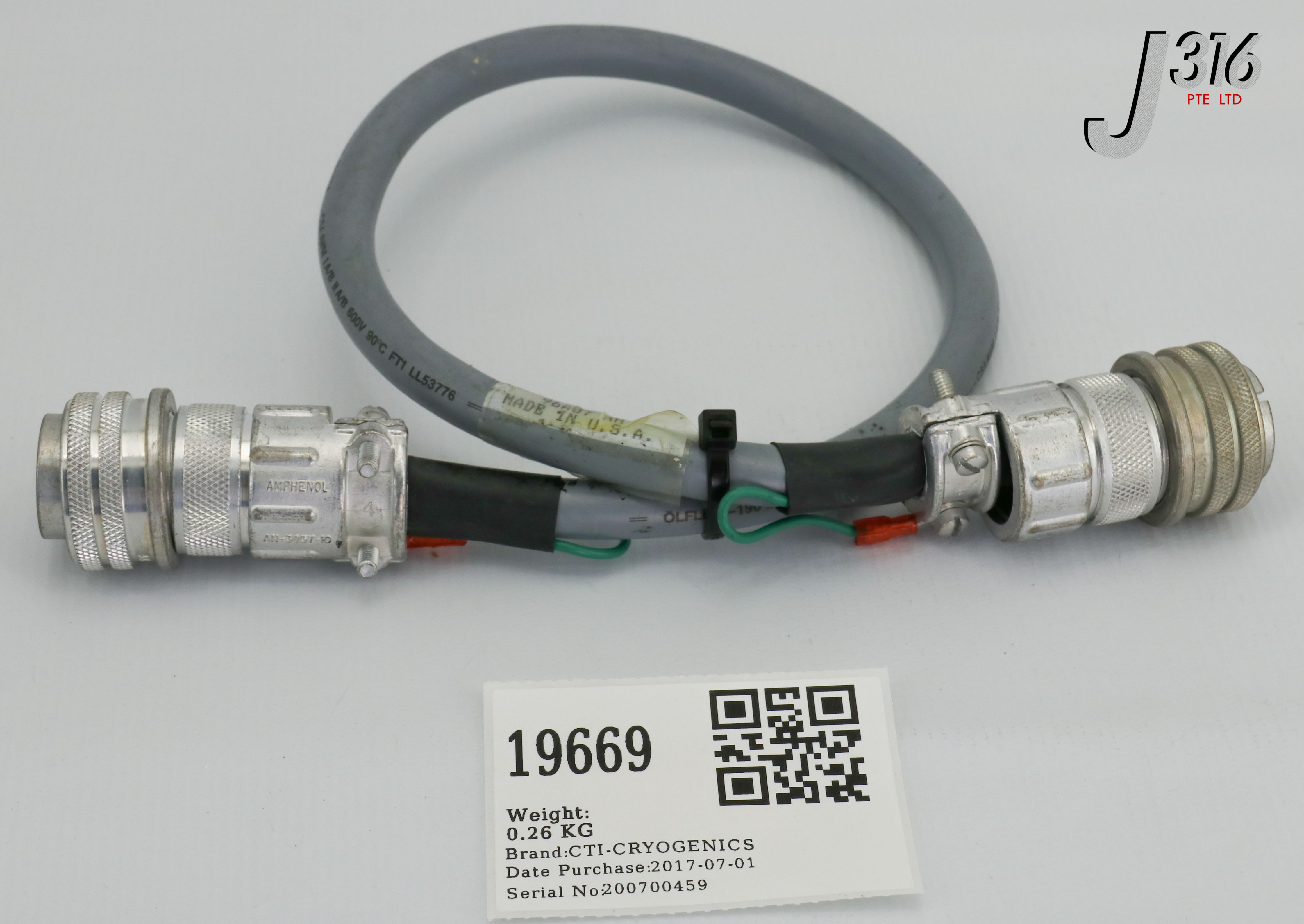floow様 オーダー 19669 CTI-CRYOGENICS CABLE ASSY 2'L CTLR ONBD 9P-CIRC CONN M/F 0.7